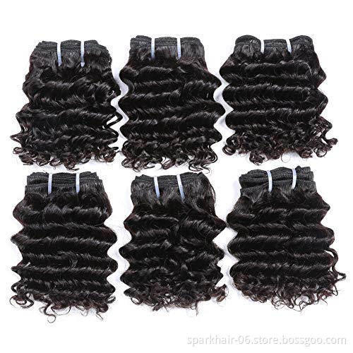 Spark 10A Deep Wave  Bundles Short Brazilian Vingin Hair Weave Bundles Deep Wave Curly Human Hair Bundles Sew in Extension
